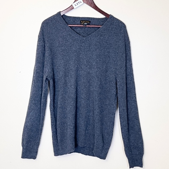 J Crew 100% Cashmere V Neck Pullover Sweater - Men's Size L - Gray - Picture 1 of 9